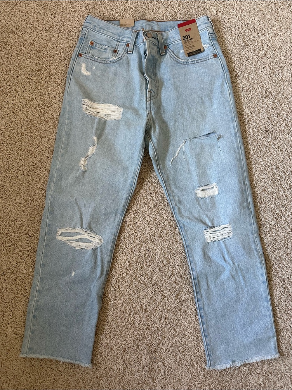 Levi's Light Blue Distressed Ankle Crop Jeans